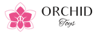 OrchidToys.com Sex Toy Store logo Pink Orchid with Black Text says Orchid Toys