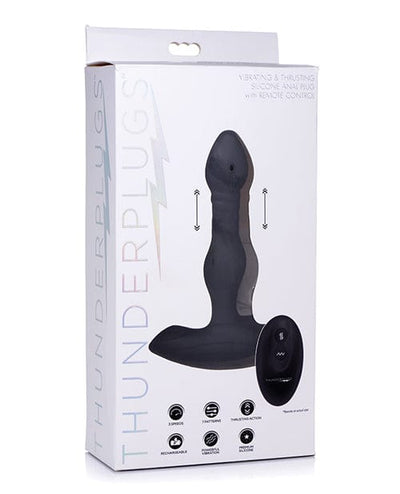 Xr LLC Thunderplugs Silicone Vibrating & Thrusting Plug W/remote - Black Anal Toys