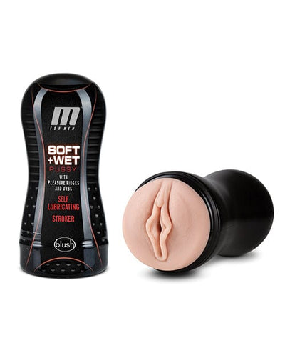 Blush Novelties Blush M For Men Soft And Wet Pussy With Pleasure Ridges & Orbs Self Lubricating Stroker - Vanilla Penis Toys