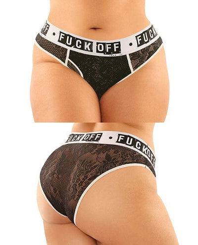 Fantasy Lingerie Vibes Buddy Fuck Off Lace Boy Brief & Lace Thong Black Queen Size Lingerie & Costumes