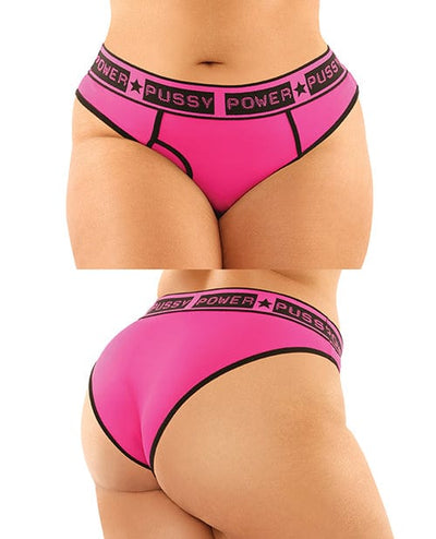 Fantasy Lingerie Vibes Buddy Pack Pussy Power Micro Brief & Lace Thong Pink-Black Queen Size Lingerie & Costumes