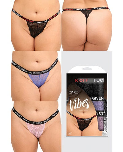 Fantasy Lingerie Vibes Fuck 3 Pack Thongs Assorted Colors Queen Size Lingerie & Costumes