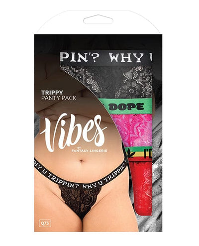 Fantasy Lingerie Vibes Trippy 3 Pack Thongs Assorted Colors Qn Lingerie & Costumes