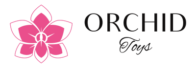 OrchidToys.com Sex Toy Store logo Pink Orchid with Black Text says Orchid Toys
