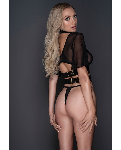 Allure Lingerie Adore Dreamer Sheer Mesh Strappy Top &amp; Thong Black O/s Lingerie &amp; Costumes