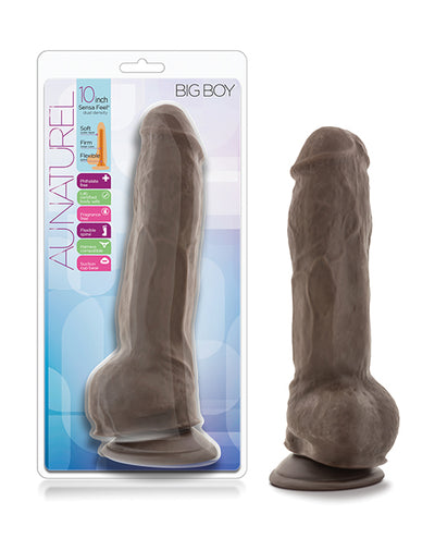 Blush Novelties Blush Au Natural 10" Big Boy Realistic Dildo with Balls - Chocolate Dildos