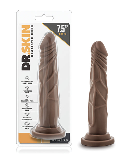 Blush Novelties Blush Dr. Skin 7.5 inch Basic Realistic Cock - Chocolate Dildos