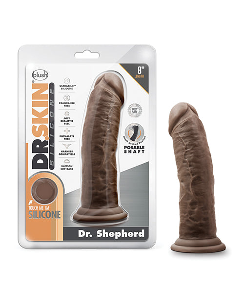 Blush Dr. Skin Silicone Dr. Shepherd 8" Dildo with Suction Cup - Chocolate