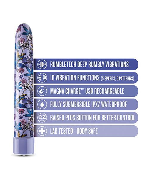 Blush Novelties Blush Limited Addiction Floradelic 7 inch Rechargeable Vibe - Purple Vibrators