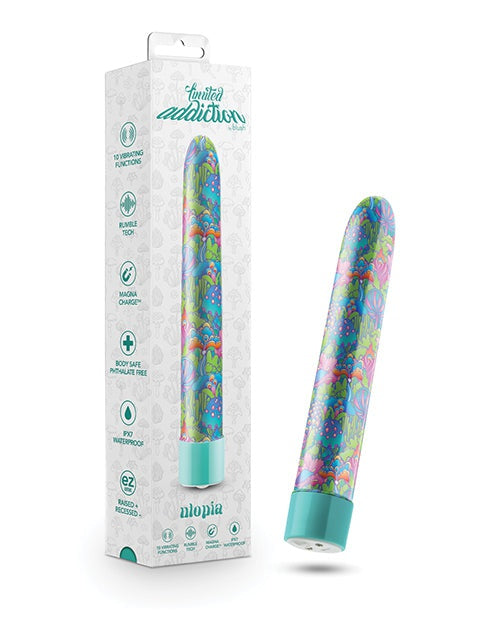 Blush Novelties Blush Limited Addiction Utopia 7 inch Rechargeable Vibe - Aqua Vibrators
