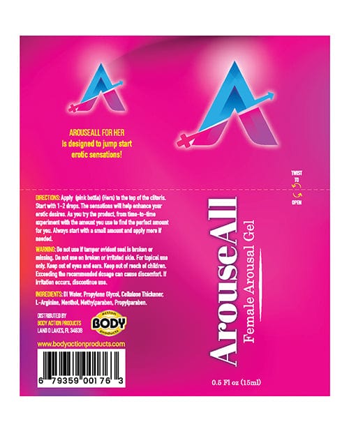 Body Action Products Arouseall Female Stimulating Gel -  .5 Oz Bottle More