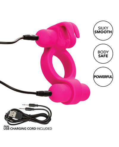 CalExotics Couple's Enhancer Silicone Rechargeable Rockin' Rabbit Enhancer - Fuchsia Vibrators