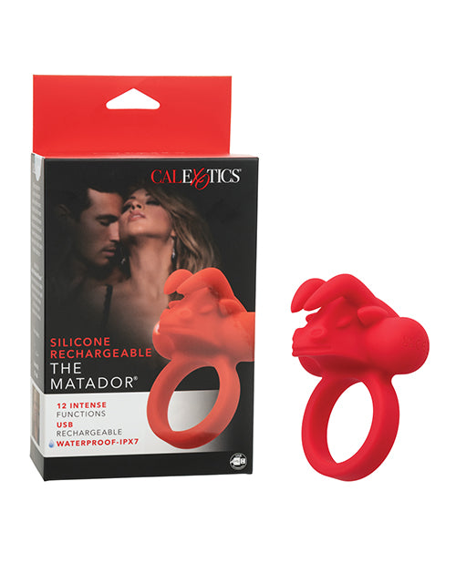 Couple's Enhancer Silicone Rechargeable The Matador Enhancer with Triple Stimulation - Red