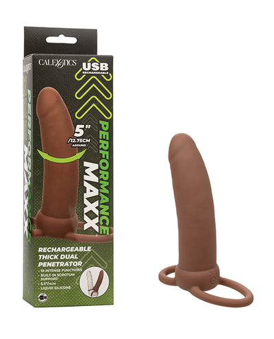 CalExotics Performance Maxx Rechargeable Thick Dual Penetrator - Brown Vibrators