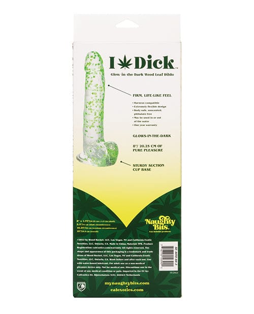 California Exotic Novelties Naughty Bits I Leaf Dick Glow In The Dark Weed Leaf Dildo Dildos