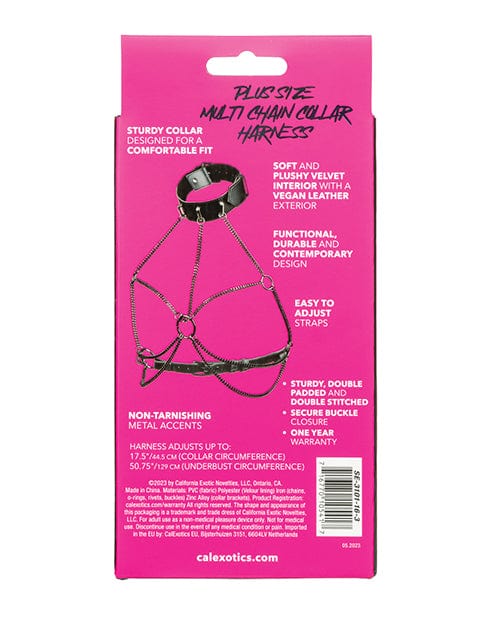California Exotic Novelties Euphoria Collection Plus Size Multi Chain Collar Harness Kink &amp; BDSM