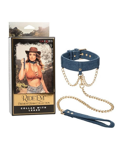 California Exotic Novelties Ride 'em Premium Denim Collection Collar W/leash Kink & BDSM
