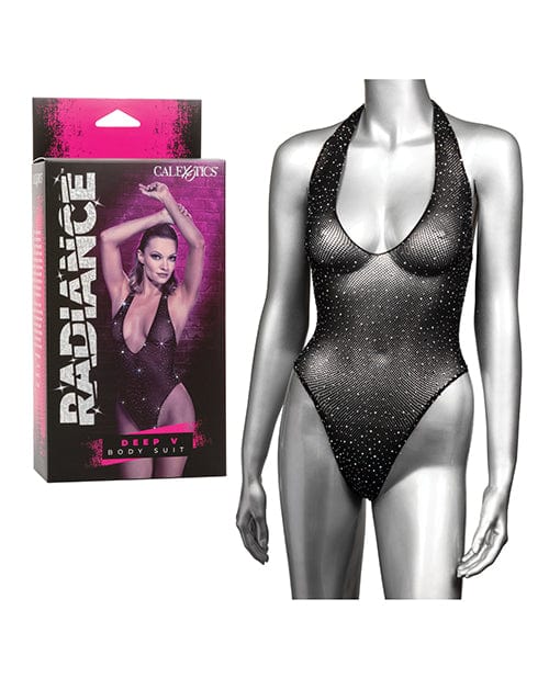 California Exotic Novelties Radiance Deep V Body Suit Black O/s Lingerie &amp; Costumes