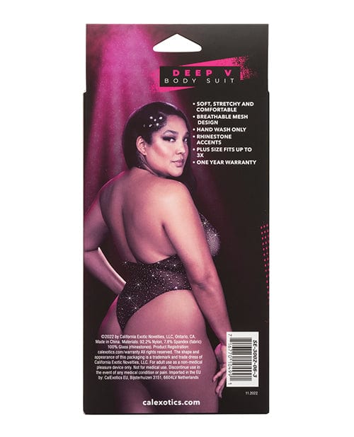 California Exotic Novelties Radiance Deep V Body Suit Black Qn Lingerie &amp; Costumes