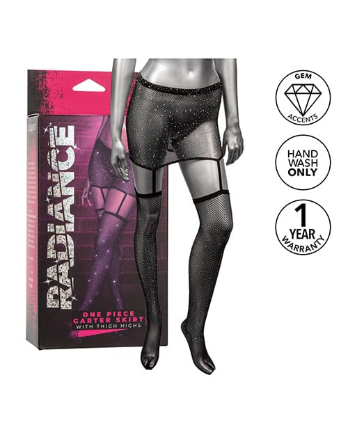 California Exotic Novelties Radiance One Piece Garter Skirt W/thigh Highs - Black Lingerie &amp; Costumes