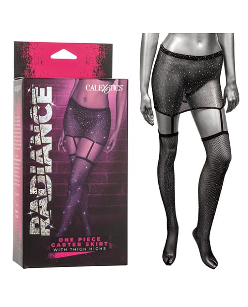 California Exotic Novelties Radiance One Piece Garter Skirt W/thigh Highs - Black One Size Lingerie &amp; Costumes