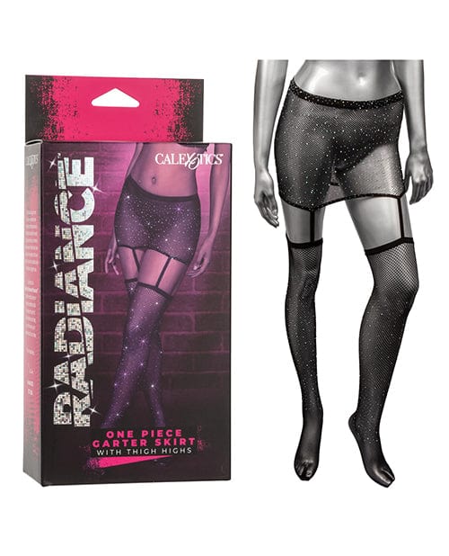California Exotic Novelties Radiance One Piece Garter Skirt W/thigh Highs - Black One Size Lingerie & Costumes