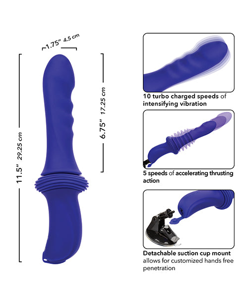 California Exotic Novelties Overdrive Ridged Shaft Remote Control Sex Machine - Blue More