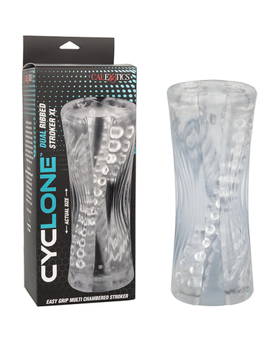 California Exotic Novelties Cyclone Dual Ribbed Stroker XL - Clear Penis Toys