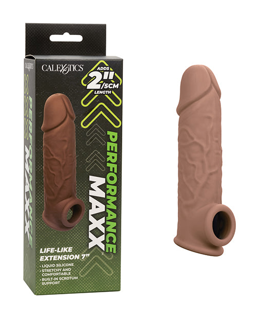 California Exotic Novelties Performance Maxx Life-Like 7" Penis Extension - Brown Penis Toys