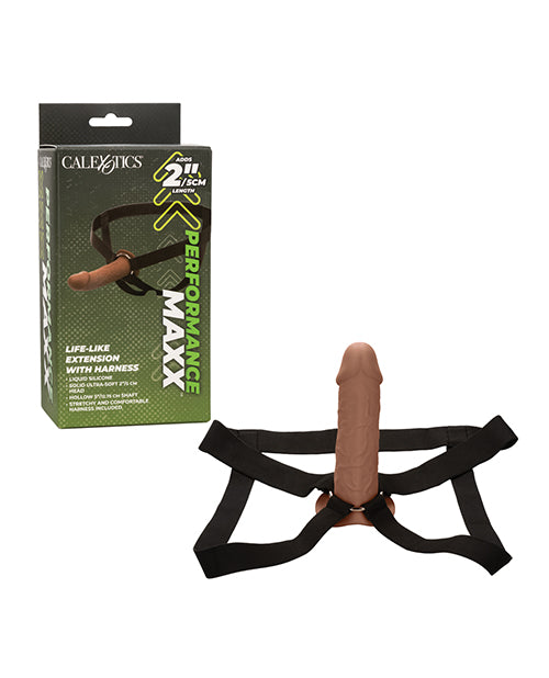 California Exotic Novelties Performance Maxx Life-Like Penis Extension w/Harness - Brown Penis Toys