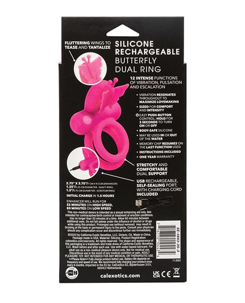 California Exotic Novelties Silicone Rechargeable Butterfly Dual Ring Penis Toys