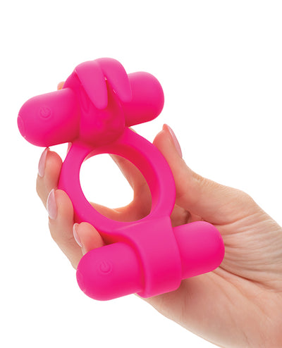 California Exotic Novelties Couple's Enhancer Silicone Rechargeable Rockin' Rabbit Enhancer - Fuchsia Vibrators