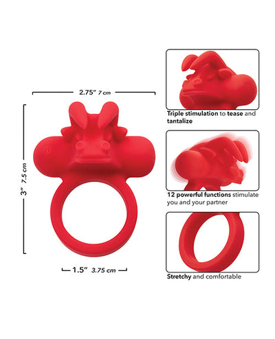 California Exotic Novelties Couple's Enhancer Silicone Rechargeable The Matador Enhancer w/Triple Stimulation - Red Vibrators