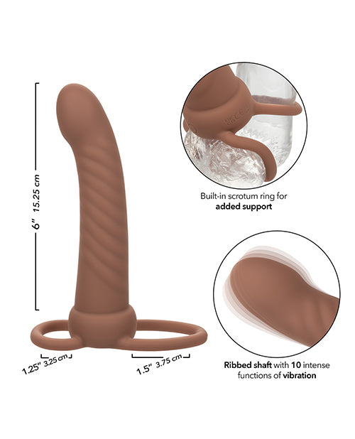 California Exotic Novelties Performance Maxx Rechargeable Ribbed Dual Penetrator - Brown Vibrators