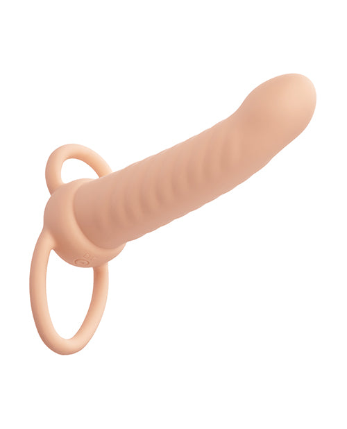 California Exotic Novelties Performance Maxx Rechargeable Ribbed Dual Penetrator - Ivory Vibrators