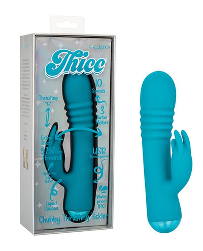 California Exotic Novelties Thicc Chubby Thrusting Tickler - Aqua Vibrators