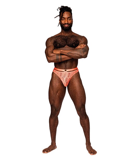 Comme Ci Comme Ca Rude Awakening Mesh Strap Thong Neon Orange / Large/Extra Large Lingerie &amp; Costumes