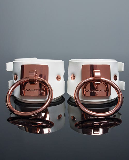 Coquette International Pleasure Collection Adjustable Handcuffs - White/rose Gold Kink &amp; BDSM