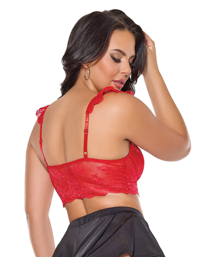 Coquette International Scallop Stretch Lace Soft Cup Bralette - Red O/S Lingerie &amp; Costumes