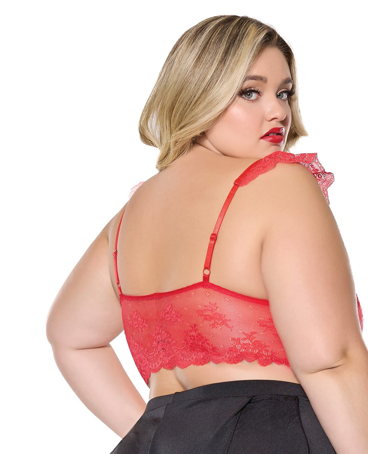 Coquette International Scallop Stretch Lace Soft Cup Bralette - Red QN Lingerie &amp; Costumes