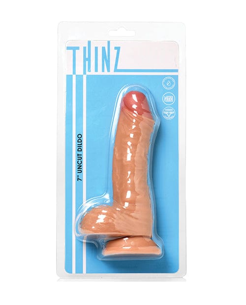 Curve Toys Thinz 7 Inch Uncut Dildo with balls - Light