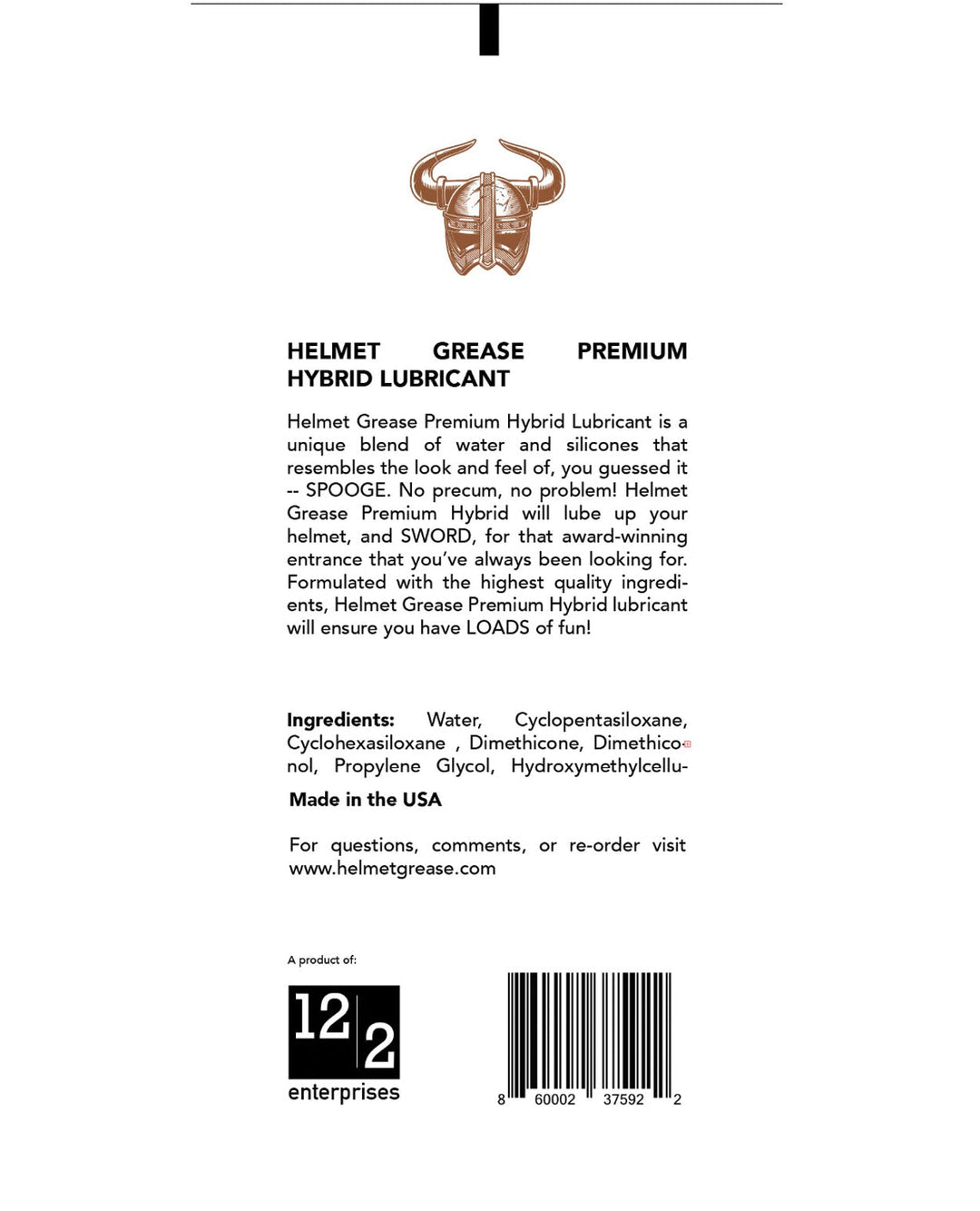 Dec-2 Enterprises INC Helmet Grease Hybrid Lubricant - 8 oz Bottle Lubes