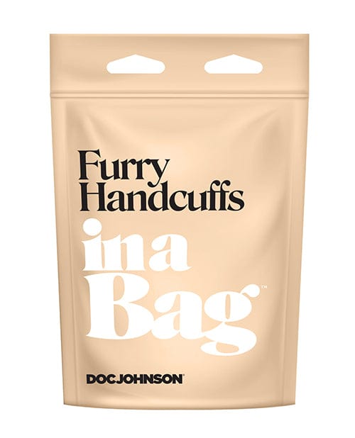 Doc Johnson In A Bag Furry Handcuffs - Black Kink &amp; BDSM