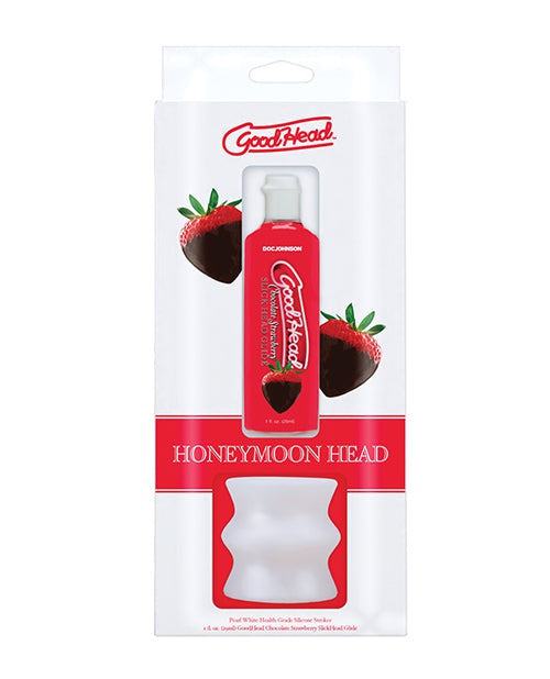 Doc Johnson GoodHead Honeymoon Kit Includes Stroker &amp; Slick Head Glide - 1 oz Bottle Chocolate Strawberry More