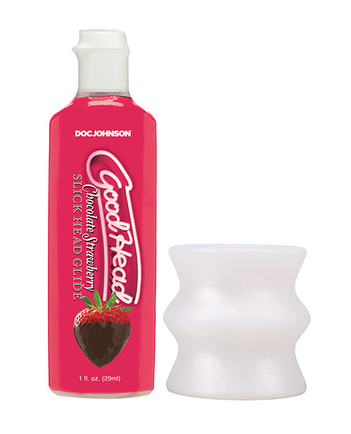 Doc Johnson GoodHead Honeymoon Kit Includes Stroker &amp; Slick Head Glide - 1 oz Bottle Chocolate Strawberry More