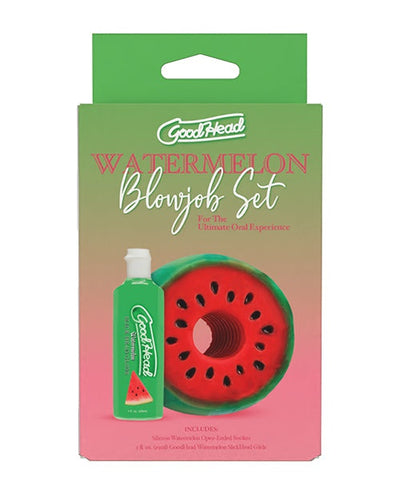 Doc Johnson GoodHead Watermelon Blowjob Set Includes Stroker & Slick Head Glide - 1 oz Bottle Watermelon More