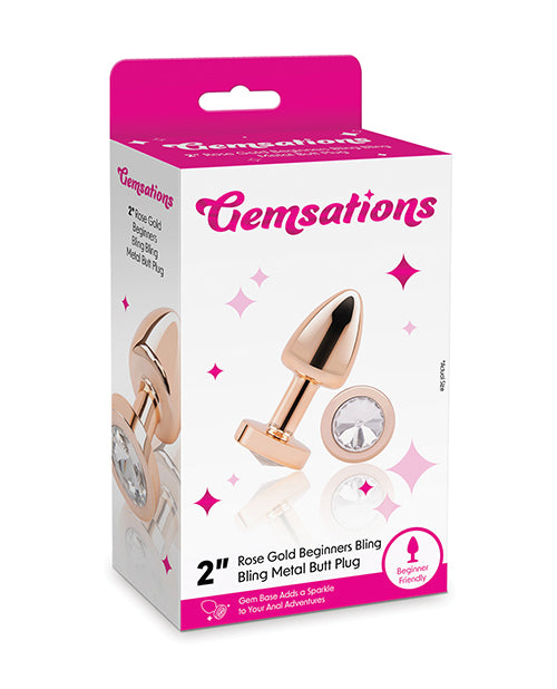 Electric Eel Gemsations 2" Beginners Bling Bling Metal Butt Plug Rose Gold Anal Toys