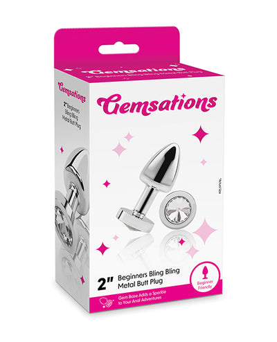 Electric Eel Gemsations 2" Beginners Bling Bling Metal Butt Plug Silver Anal Toys