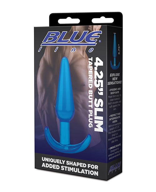Electric Eel INC Blue Line C &amp; B 4.25" Slim Tapered Butt Plug - Jelly Blue Anal Toys
