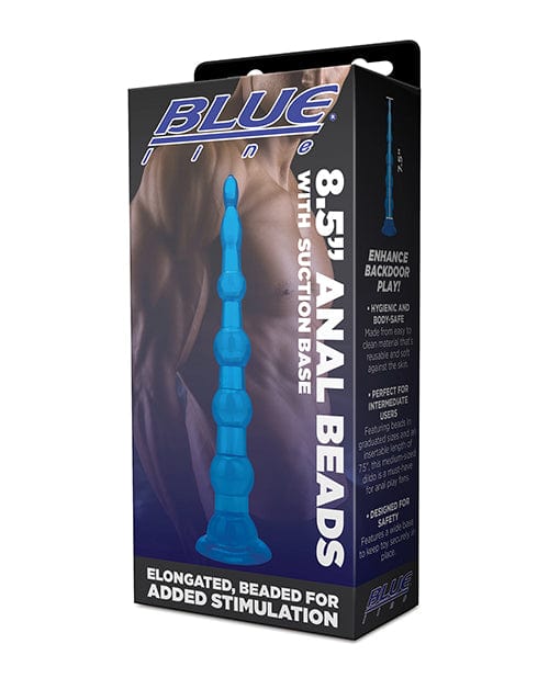 Electric Eel INC Blue Line C &amp; B 8.5" Anal Beads W/suction Base - Jelly Blue Anal Toys